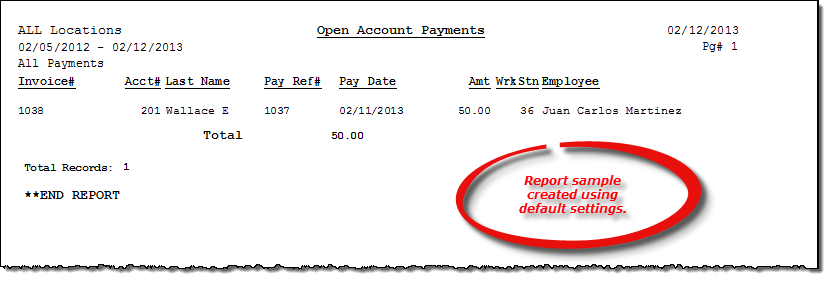 List Open Account Payment reports